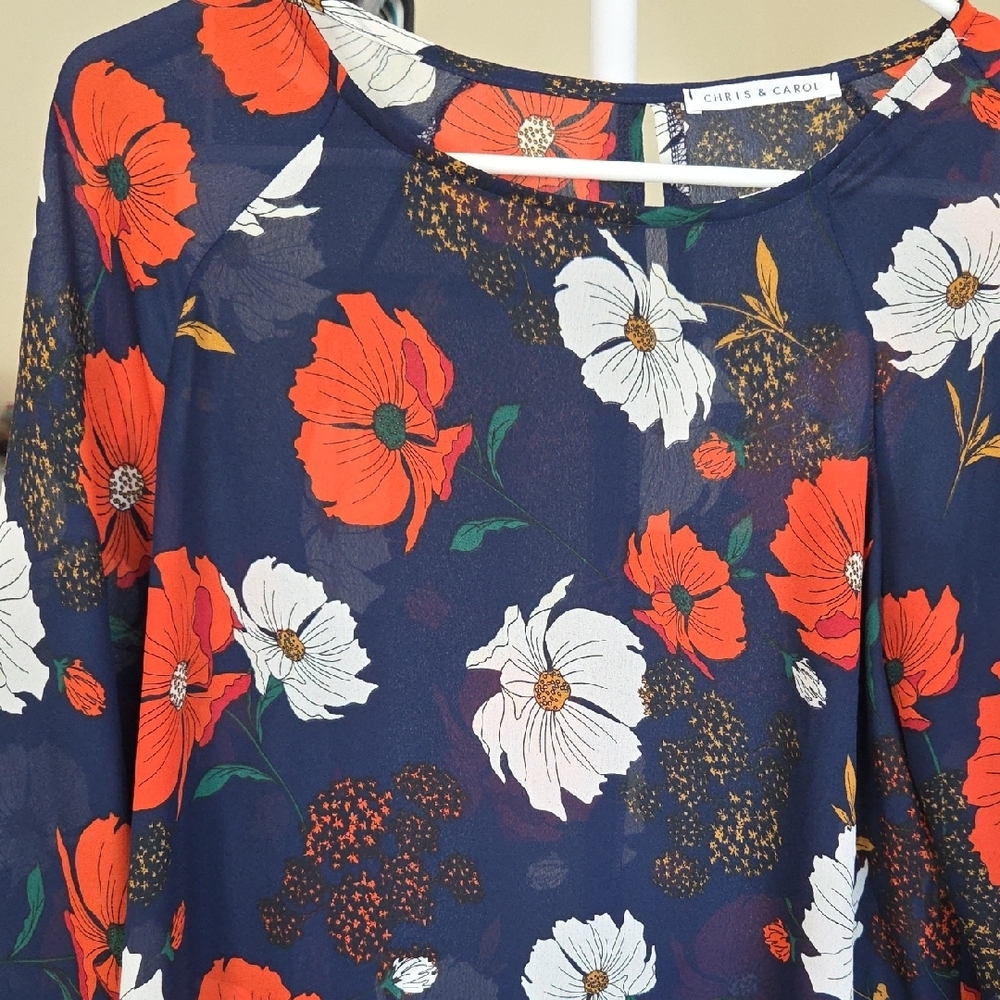 Chris & Carol Floral Blouse Size Small - Picture 3 of 14